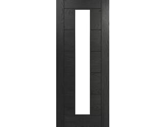 Seville Brushed Black Oak Glazed Prefinished Internal Door Set