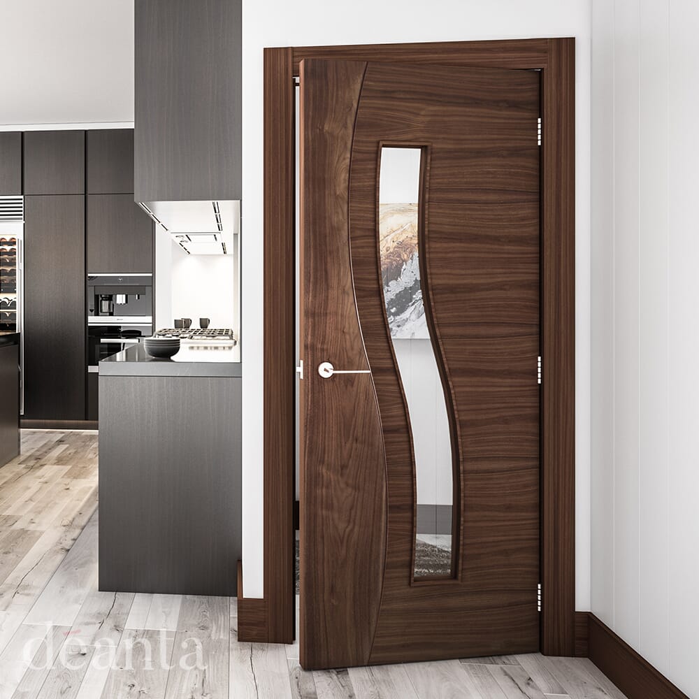 Cadiz Walnut Glazed Prefinished Internal Door Set