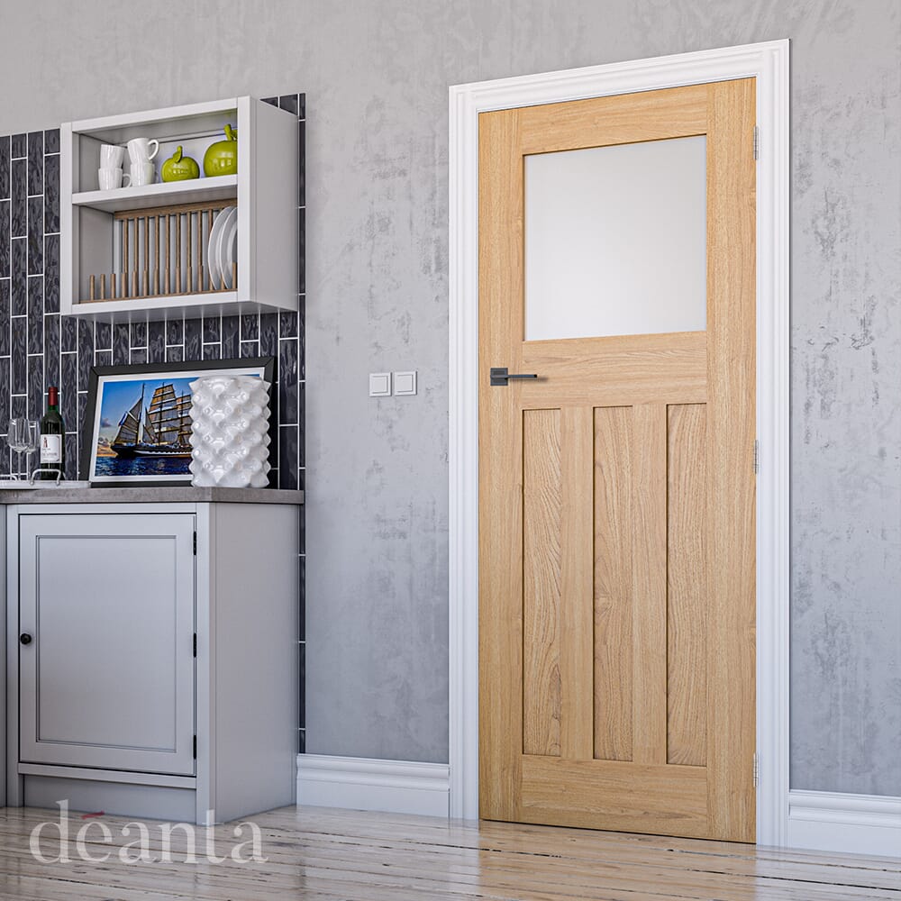 Cambridge Oak Frosted Glass Internal Door Set
