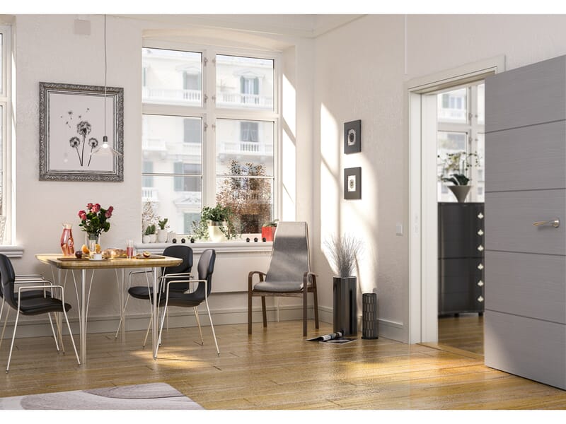 Architectural Flush Light Grey Ash with Horizontal Inlay Prefinished Internal Door Set Price Comparisons | Compare The Build