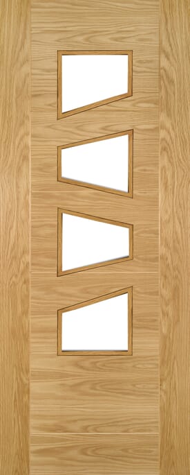 Seville Oak 4L Slanted Glazed Prefinished Internal Door Set