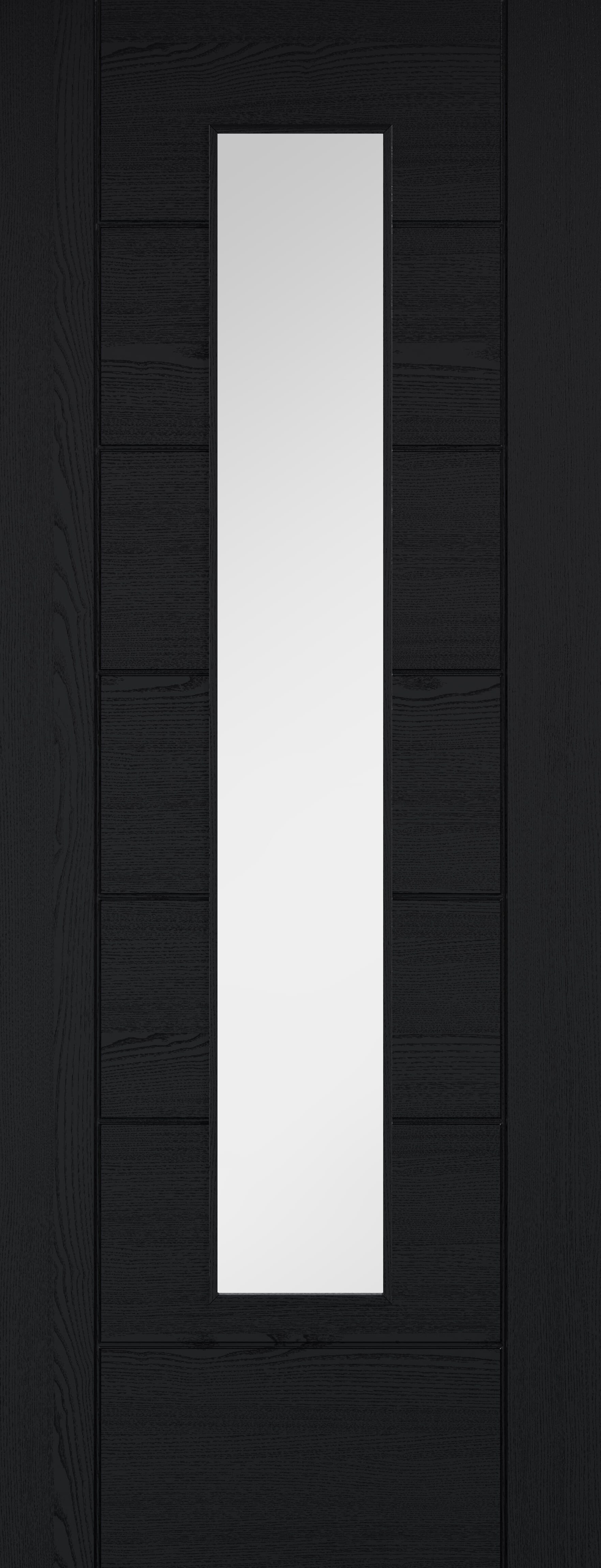 Linear 7 Panel Clear Glazed Black Laminate Internal Door Set