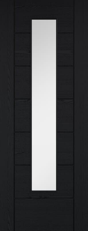 Linear 7 Panel Clear Glazed Black Laminate Internal Door Set