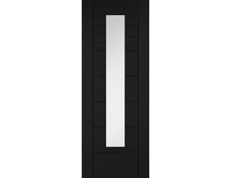 Linear 7 Panel Clear Glazed Black Laminate Internal Door Set