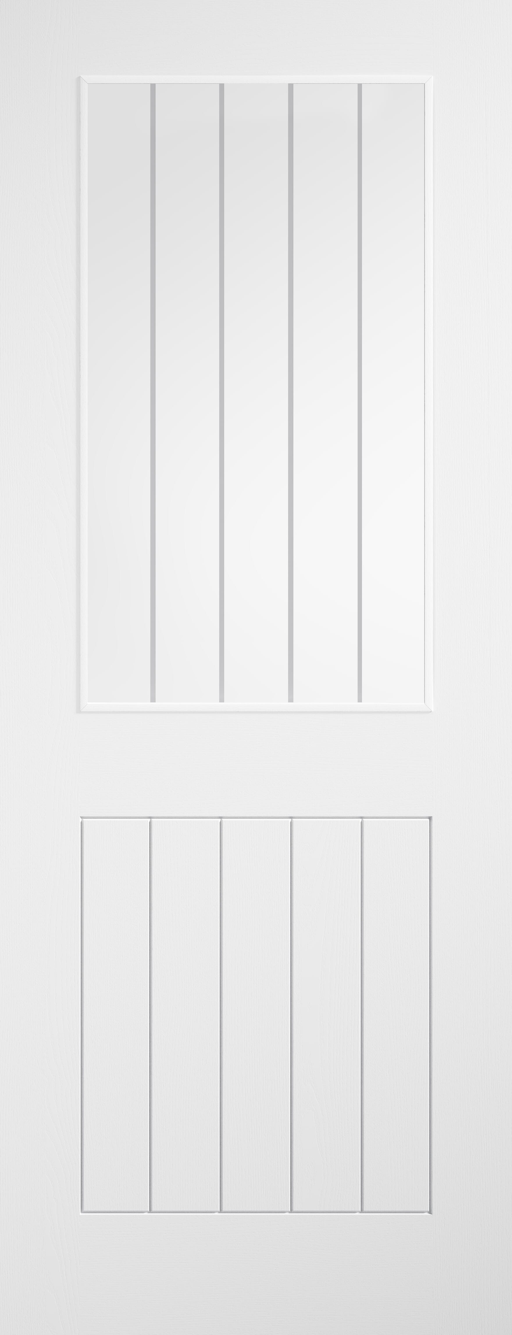 Cottage White Clear Glass with Frosted Lines Laminate Internal Door Set