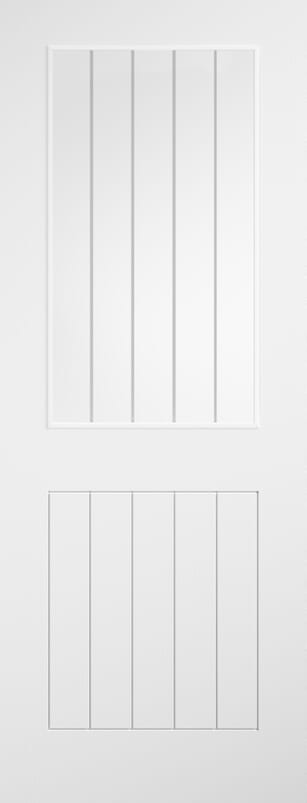 Cottage White Clear Glass with Frosted Lines Laminate Internal Door Set