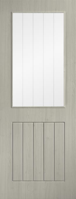 Cottage Light Grey Clear Glass with Frosted Lines Laminate Internal Door Set