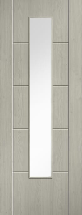 Ladder 5 Panel Clear Glazed Light Grey Laminate Internal Door Set