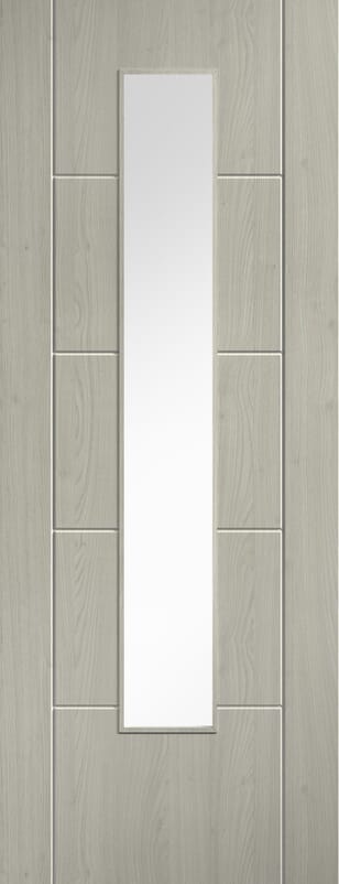 Ladder 5 Panel Clear Glazed Light Grey Laminate Internal Door Set