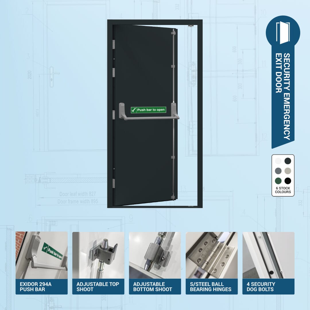 CLIMADOOR White Steel Heavy Duty Fire Exit External Door Set