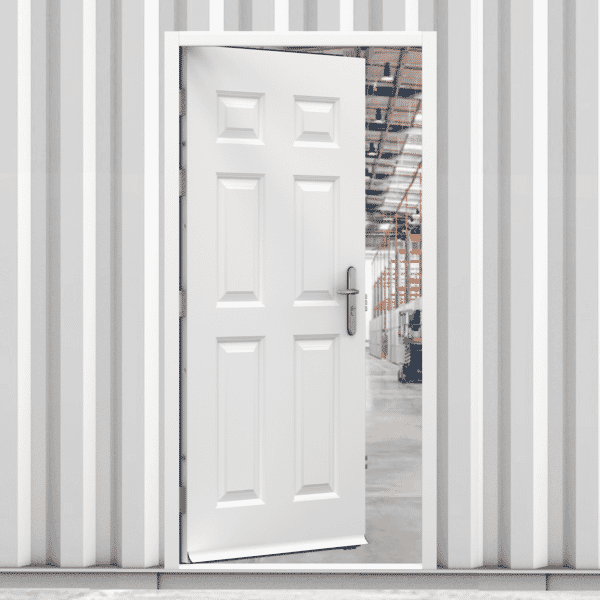 CLIMADOOR White Steel 6 Panel Heavy Duty Personnel External Door Set