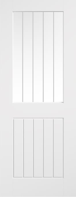 Cottage Smooth White Primed Glazed Moulded Internal Door Set
