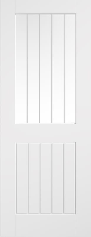 Cottage Smooth White Primed Glazed Moulded Internal Door Set
