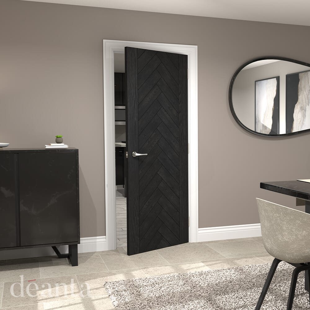 Fontaine Brushed Black Oak Prefinished Internal Door Set