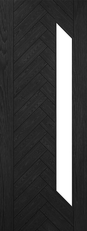 Fontaine Brushed Black Oak Glazed Prefinished Internal Door Set