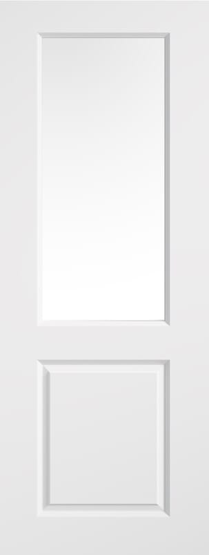Smooth 2 Panel White Glazed Moulded Internal Door Set
