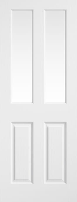 Textured 4 Panel White Glazed Moulded Internal Door Set