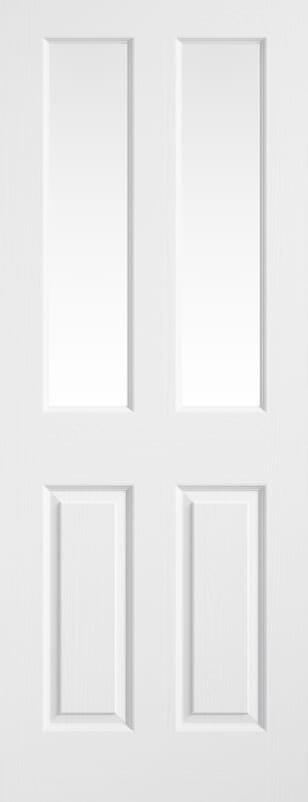 Textured 4 Panel White Glazed Moulded Internal Door Set