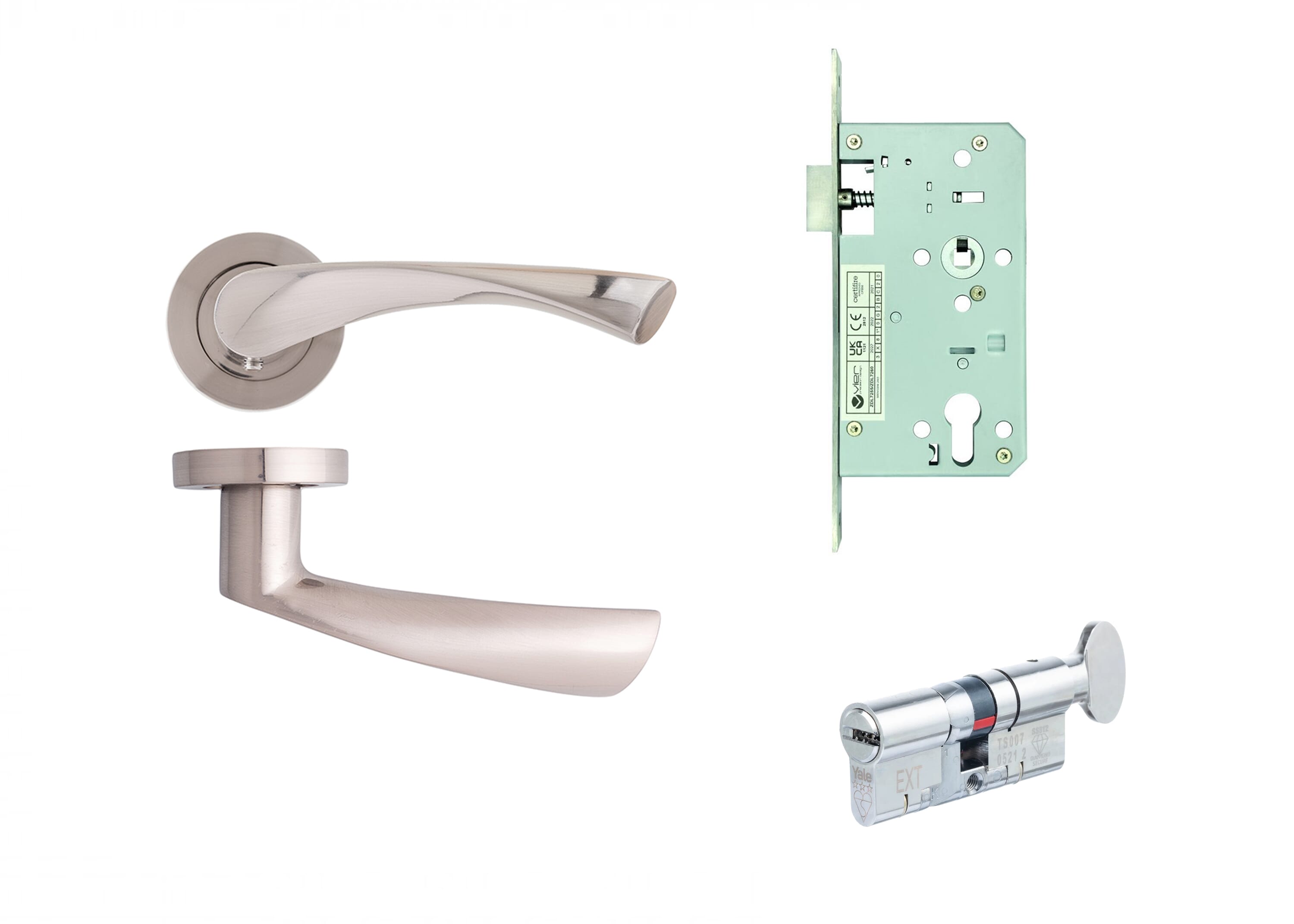 Fortuna FD30 Hardware with Euro Sash Lock (Satin)