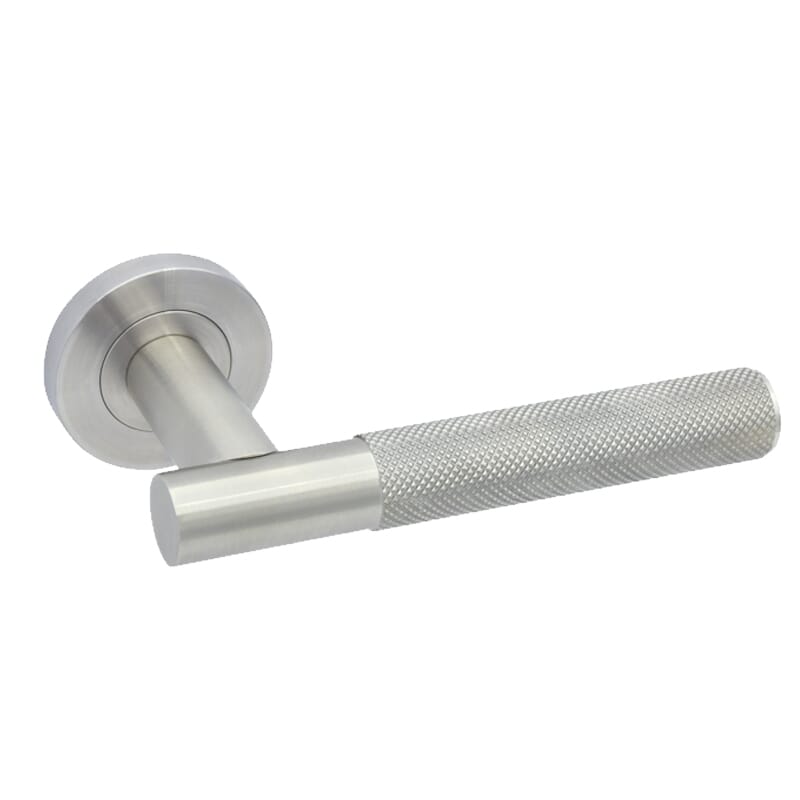 Lugano Hardware with Bathroom Lock (Satin Chrome)
