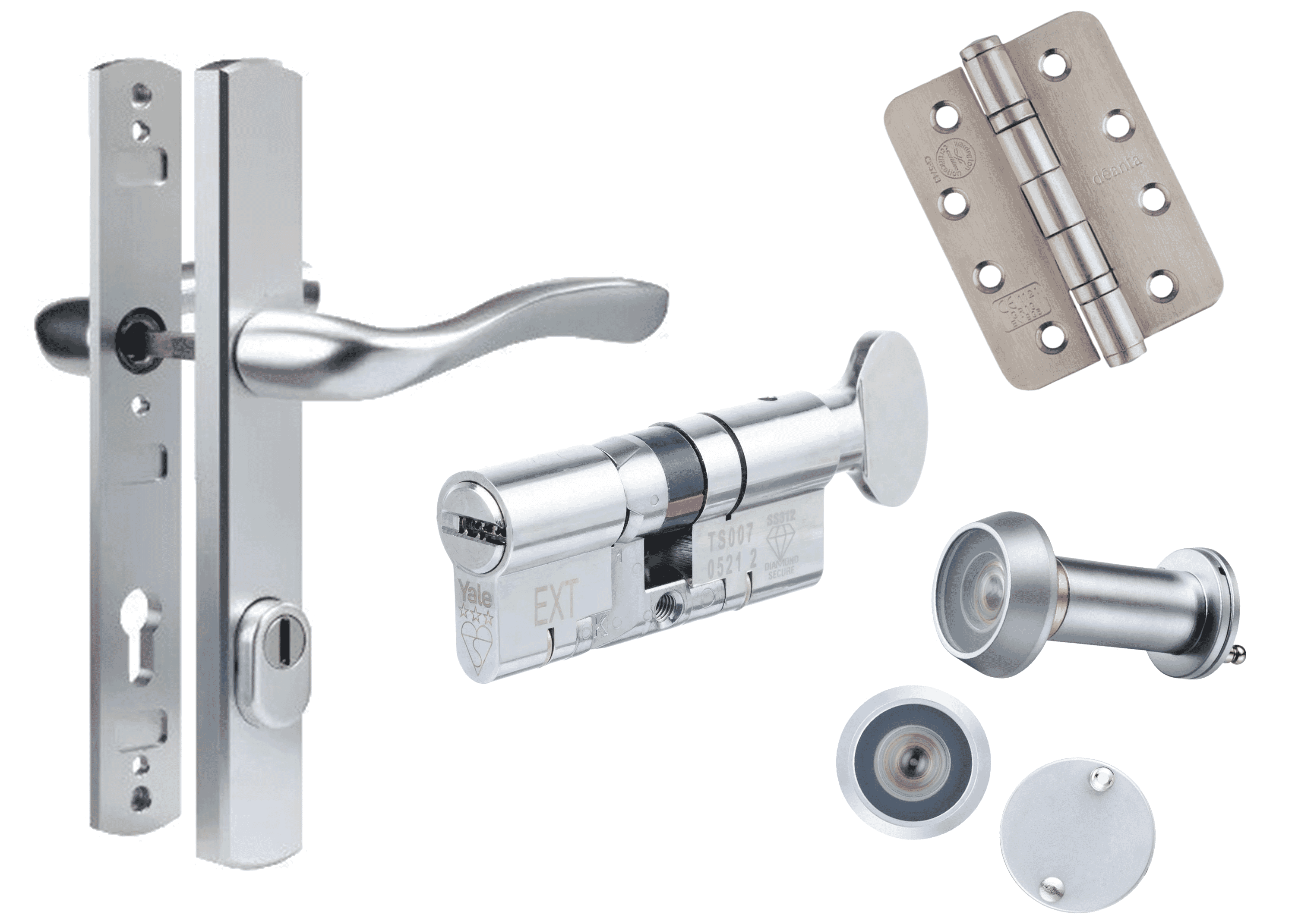 Satin Chrome PAS24 Door Set Hardware