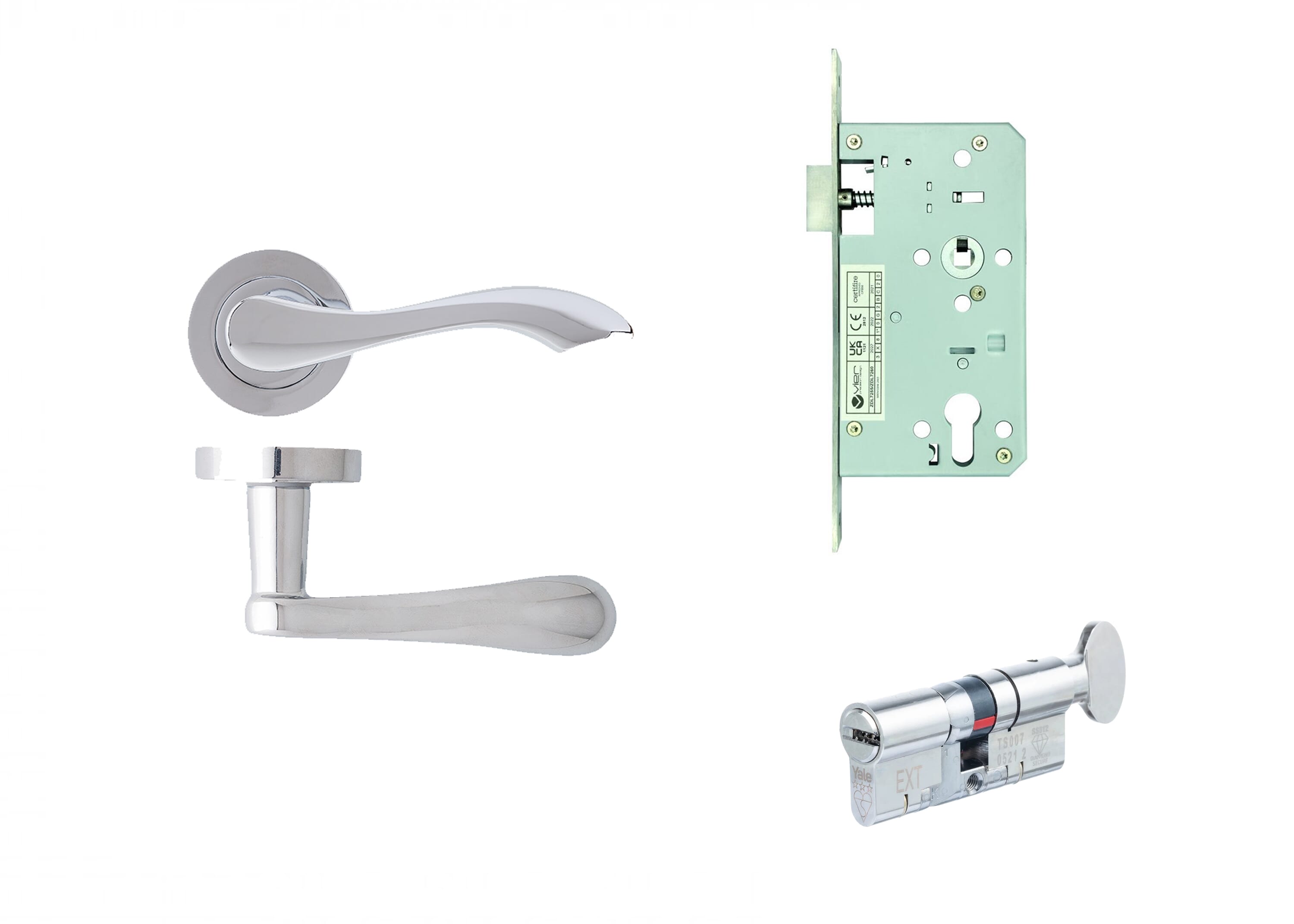 Veritas FD30 Hardware with Euro Sash Lock (Polished Chrome)