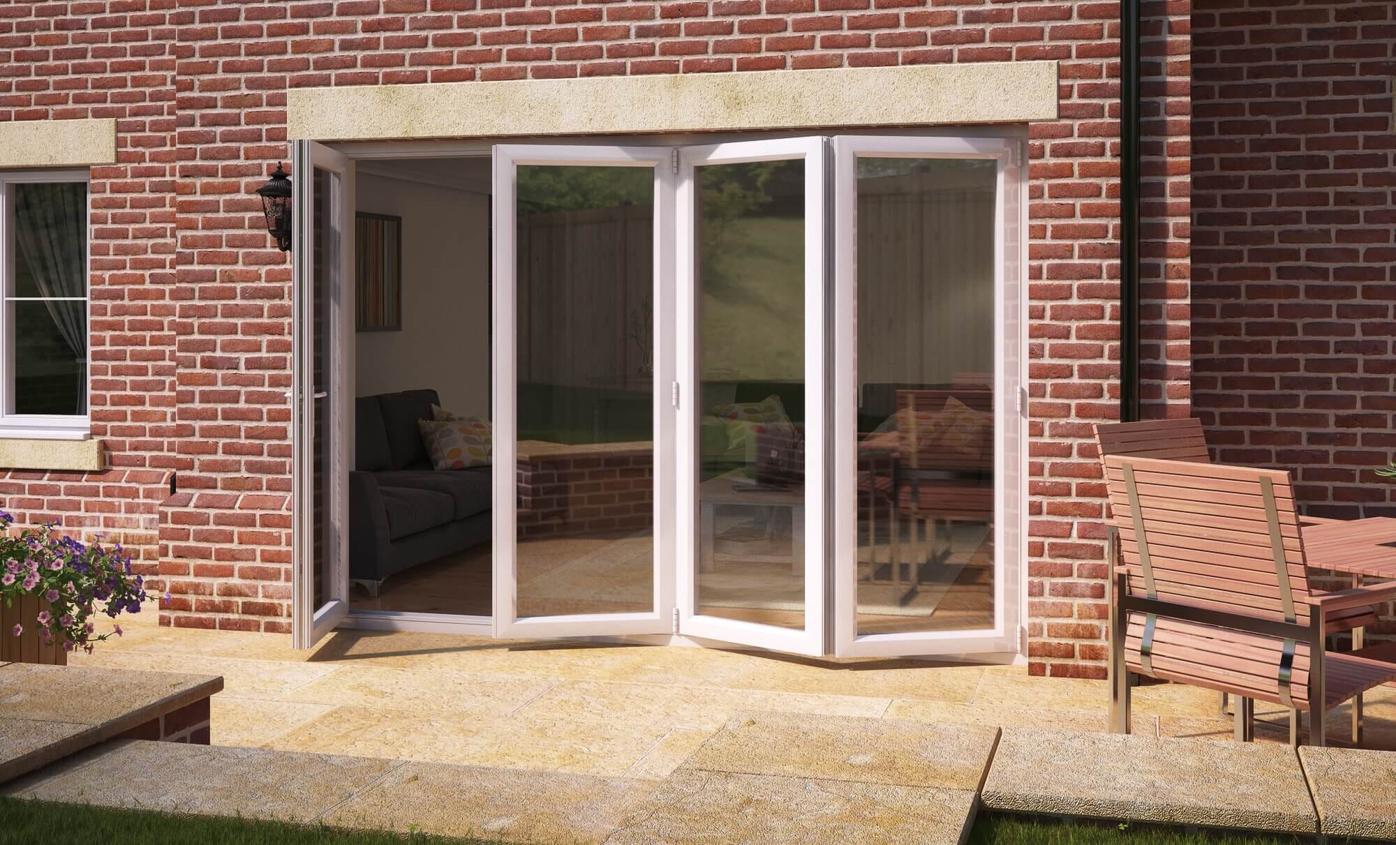 Aspect White 3600mm UPVC Bi-Fold Door OPEN OUT 1L/3R | Climadoor