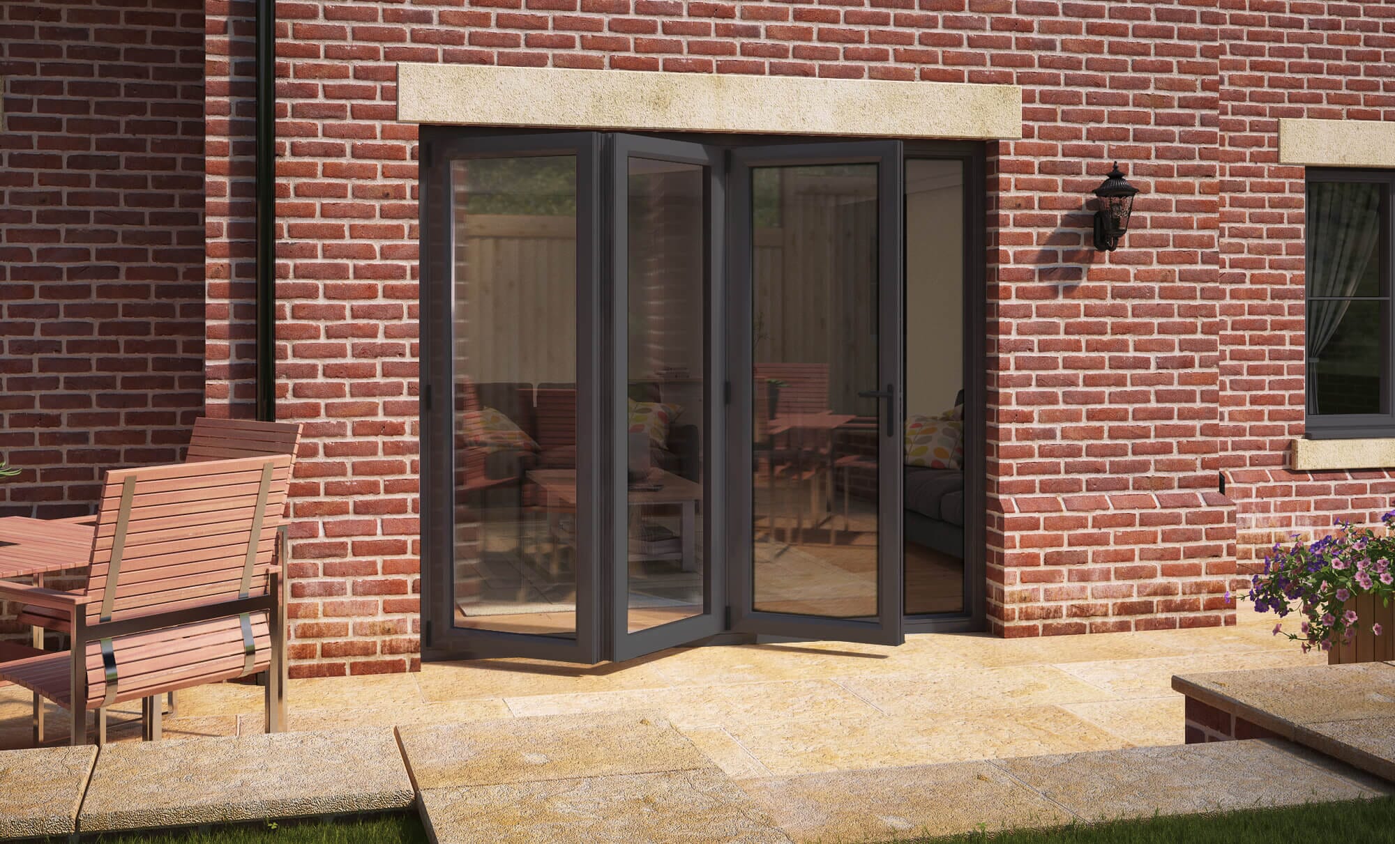 Aspect Dual Grey / White 1800mm UPVC Bi-Fold Door OPEN OUT 3L| Climadoor