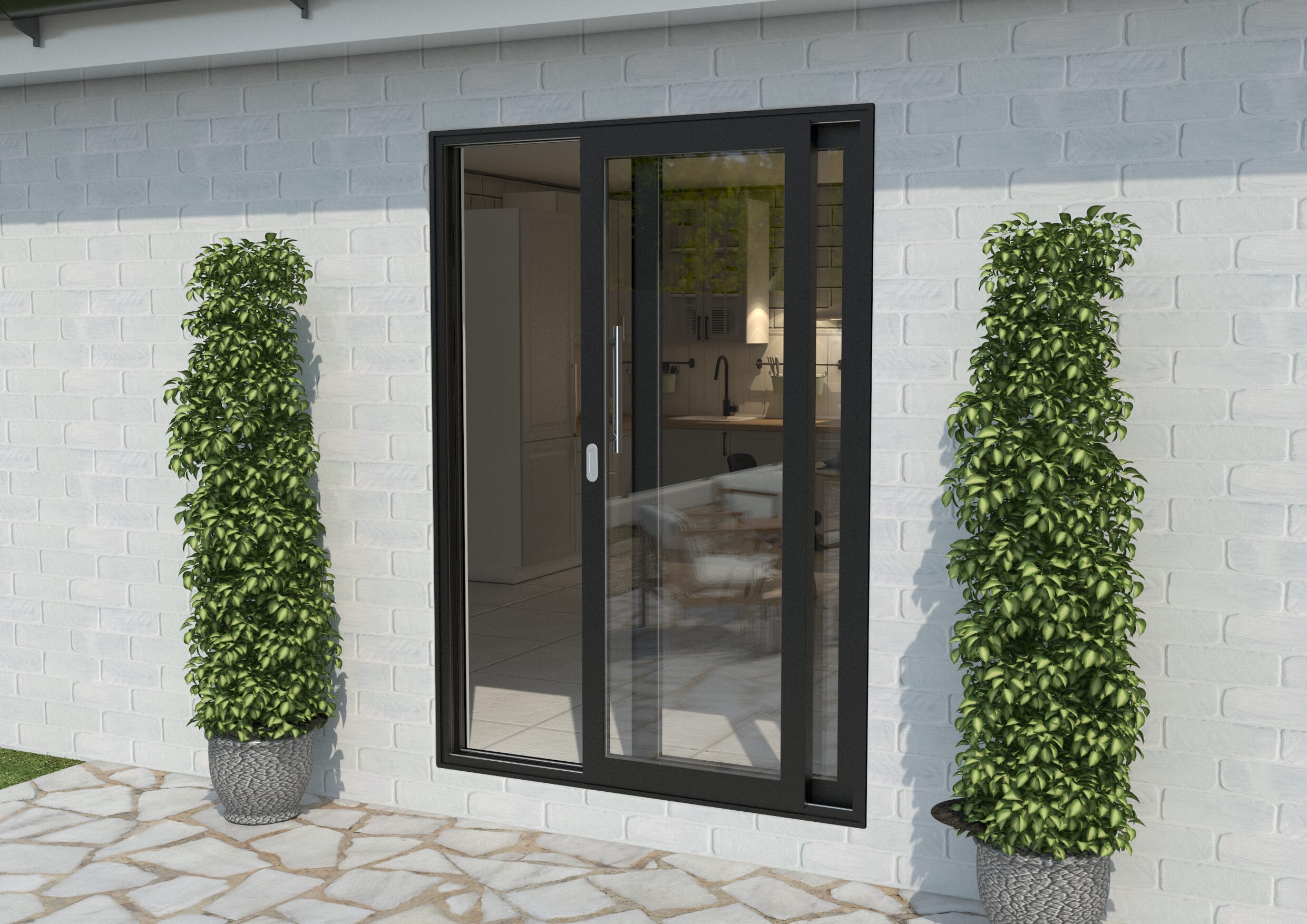Part Q 1500mm Anthracite Black Aluminium Sliding Doors LH Sliding / RH Fixed