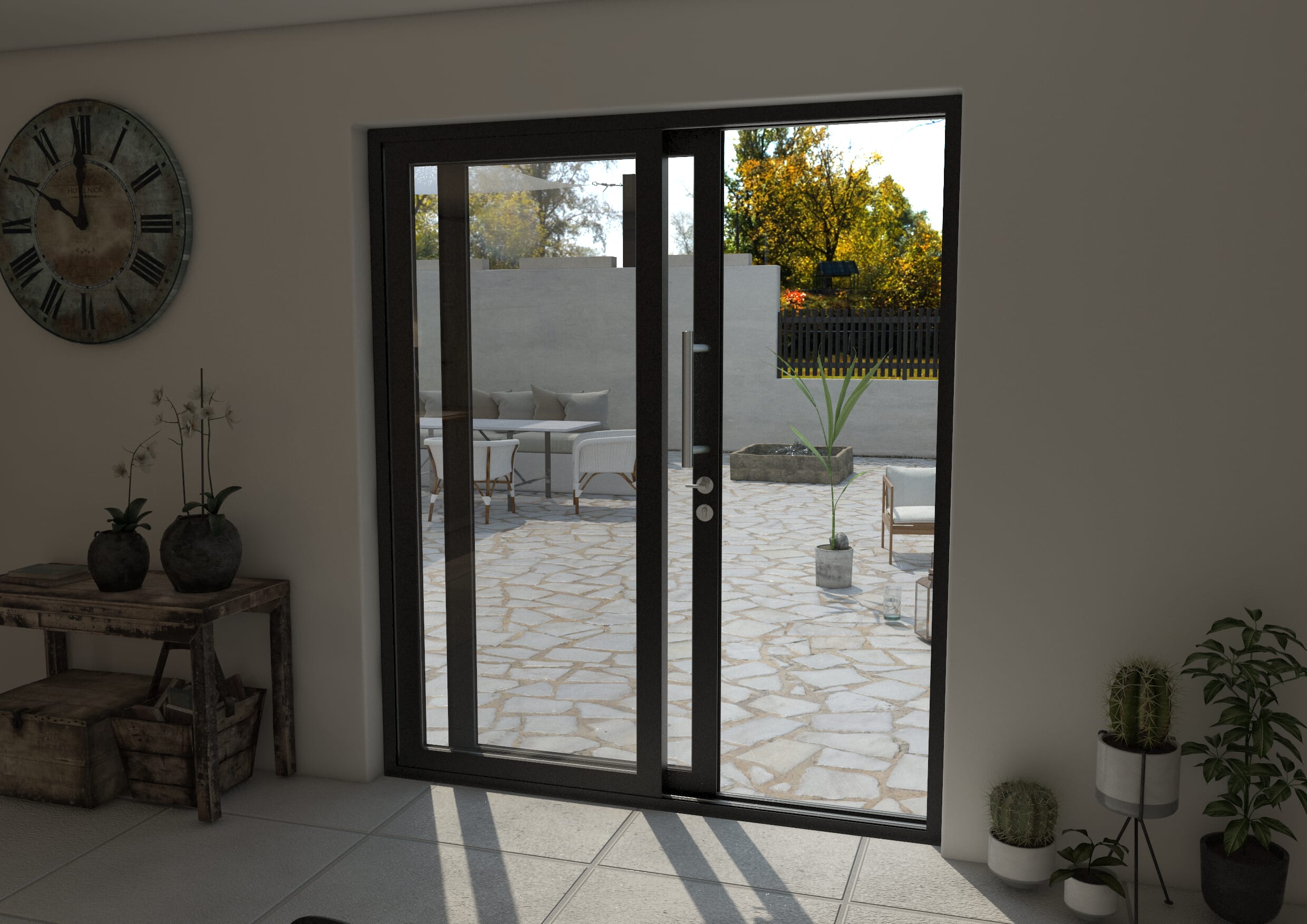 Part Q 1800mm Anthracite Black Aluminium Sliding Doors LH Sliding / RH Fixed