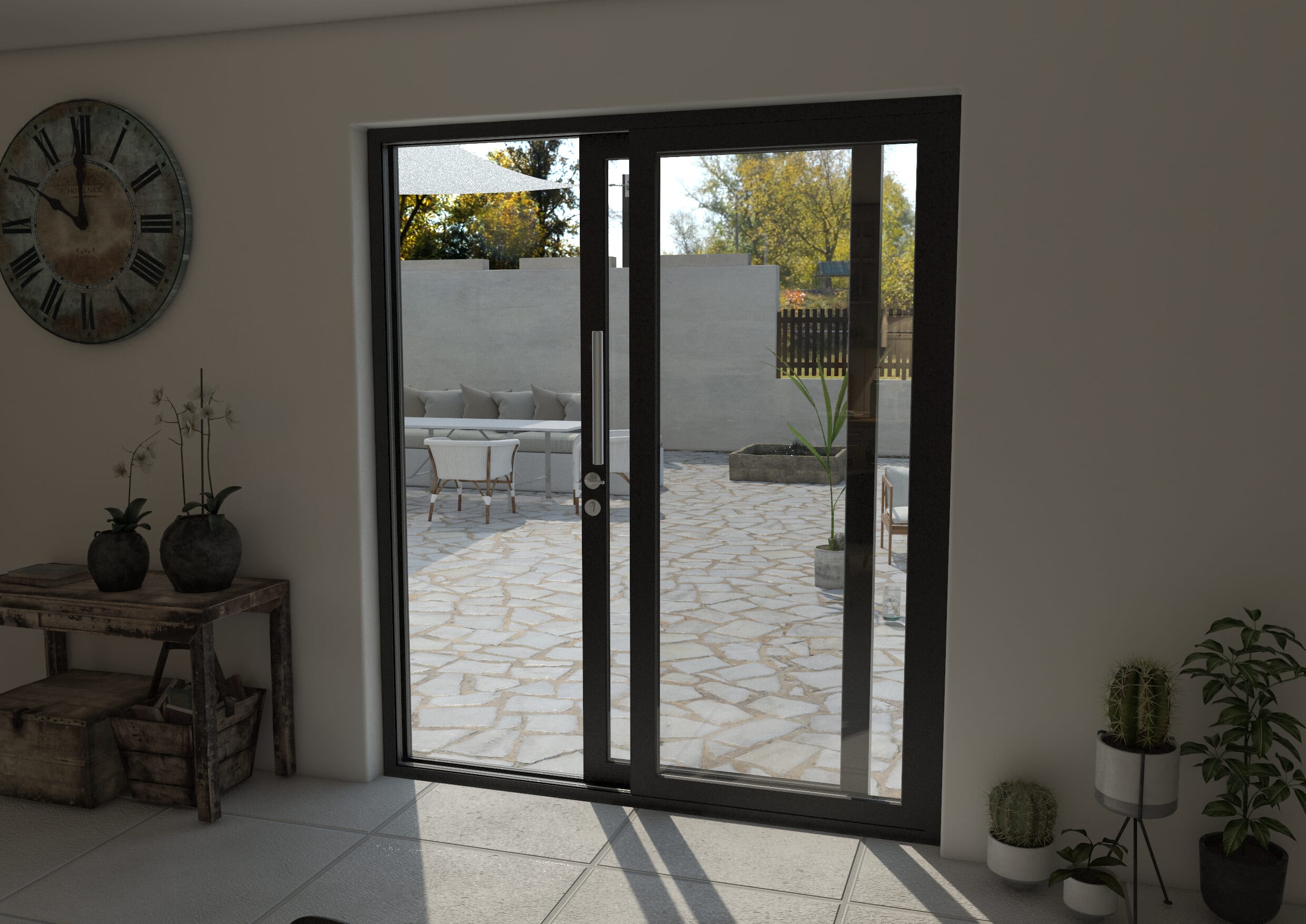Part Q 1800mm Anthracite Black Aluminium Sliding Doors RH Sliding / LH Fixed