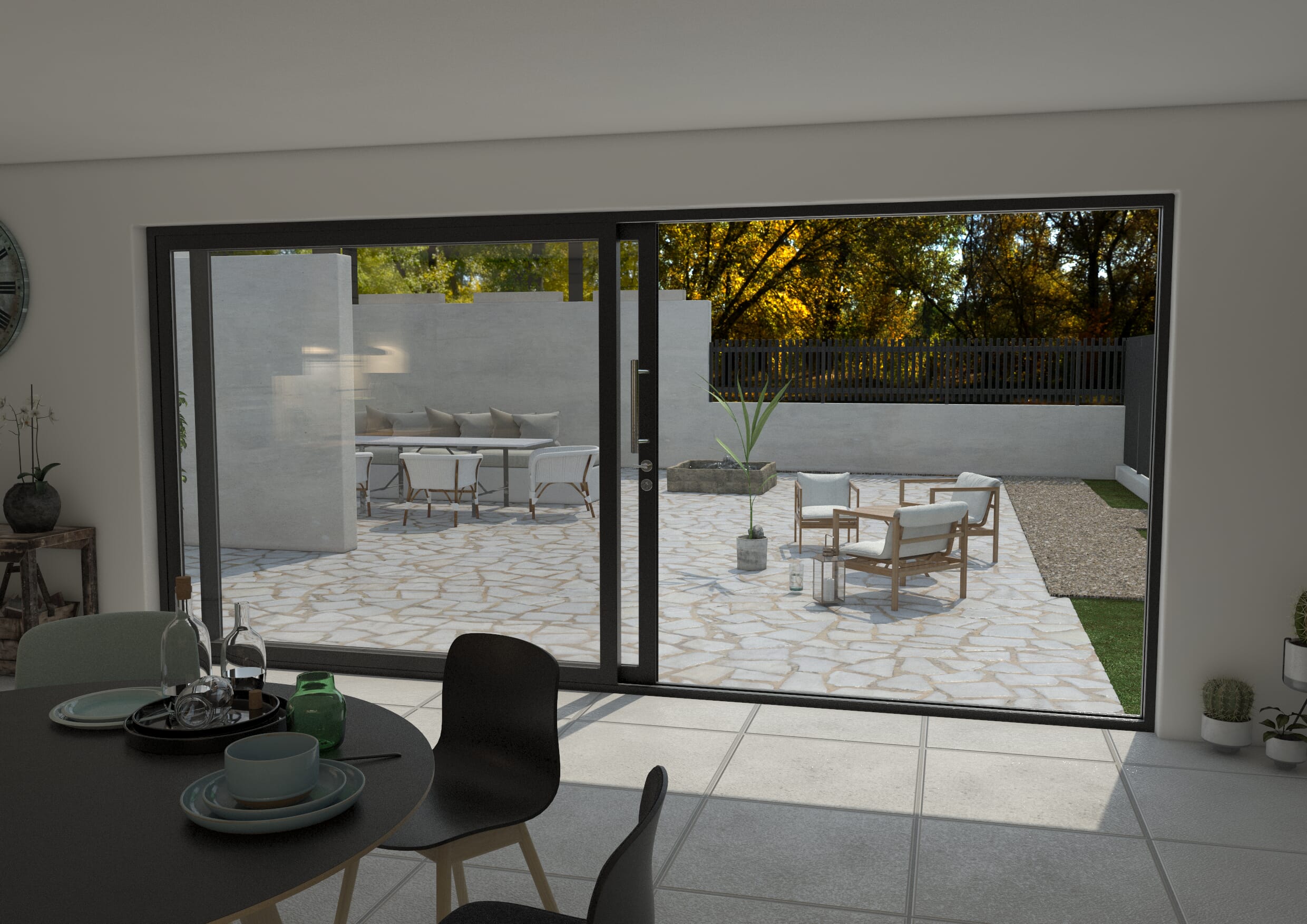 4500mm Black Aluminium Sliding Doors LH Sliding / RH Fixed