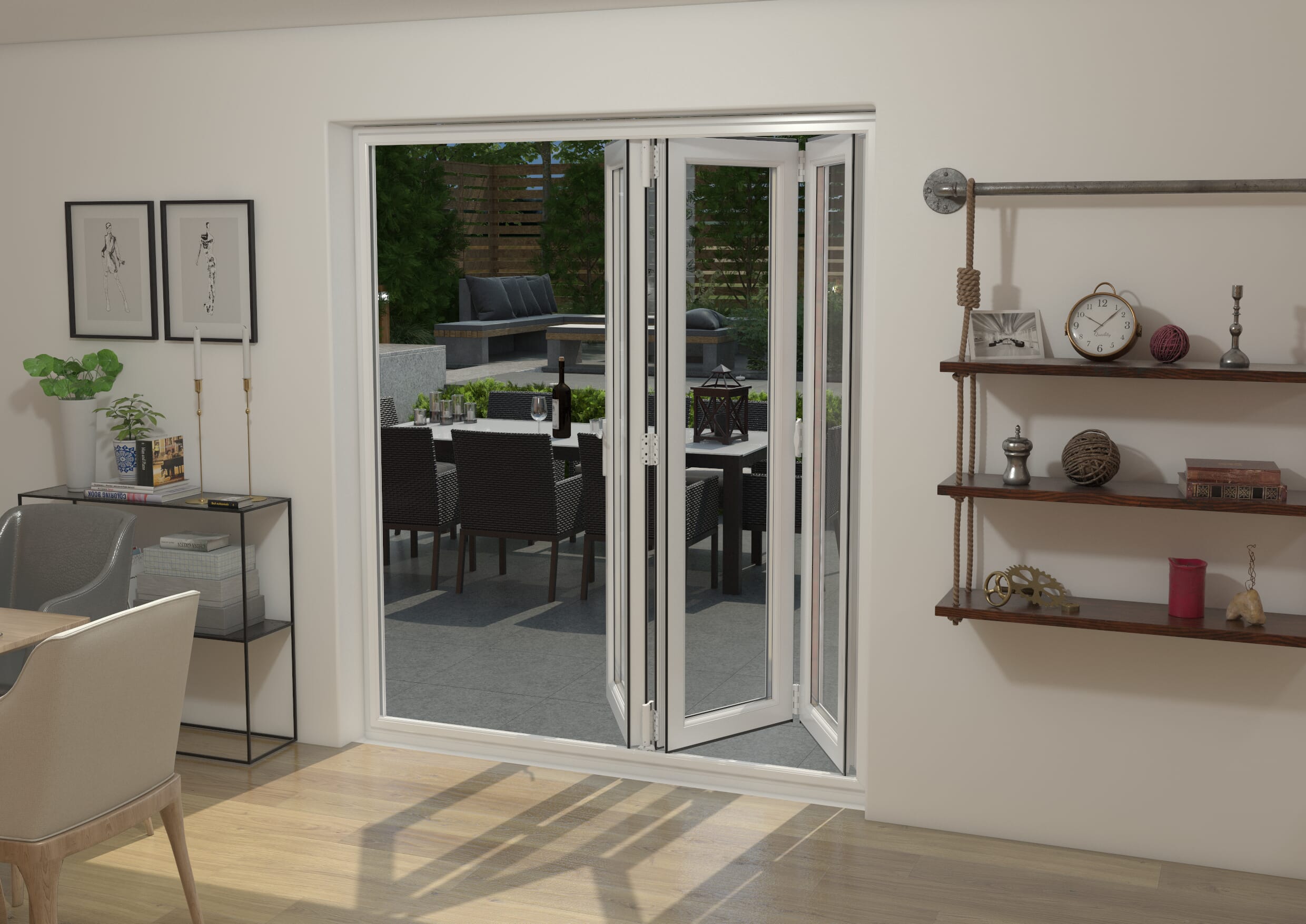 Grey / White 1800mm UPVC Bi-Fold Door OPEN OUT 3L