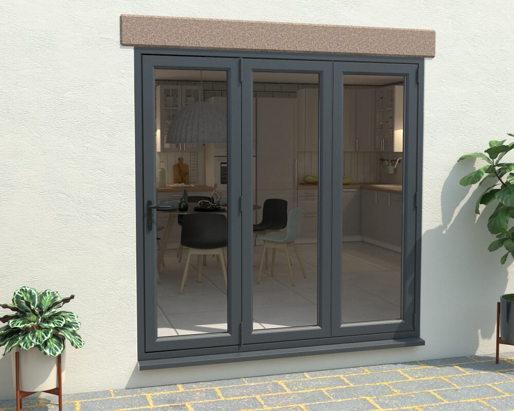 Grey / White 2100mm UPVC Bi-Fold Door OPEN OUT 3R