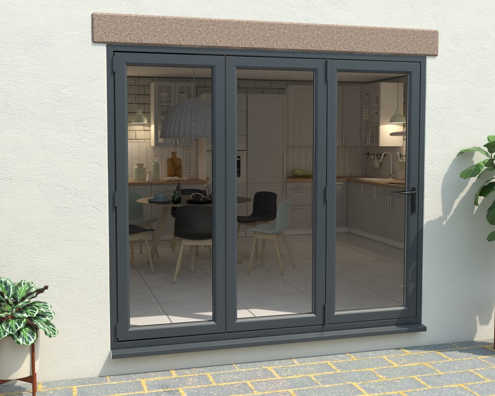 Grey / White 2400mm UPVC Bi-Fold Door OPEN OUT 3L