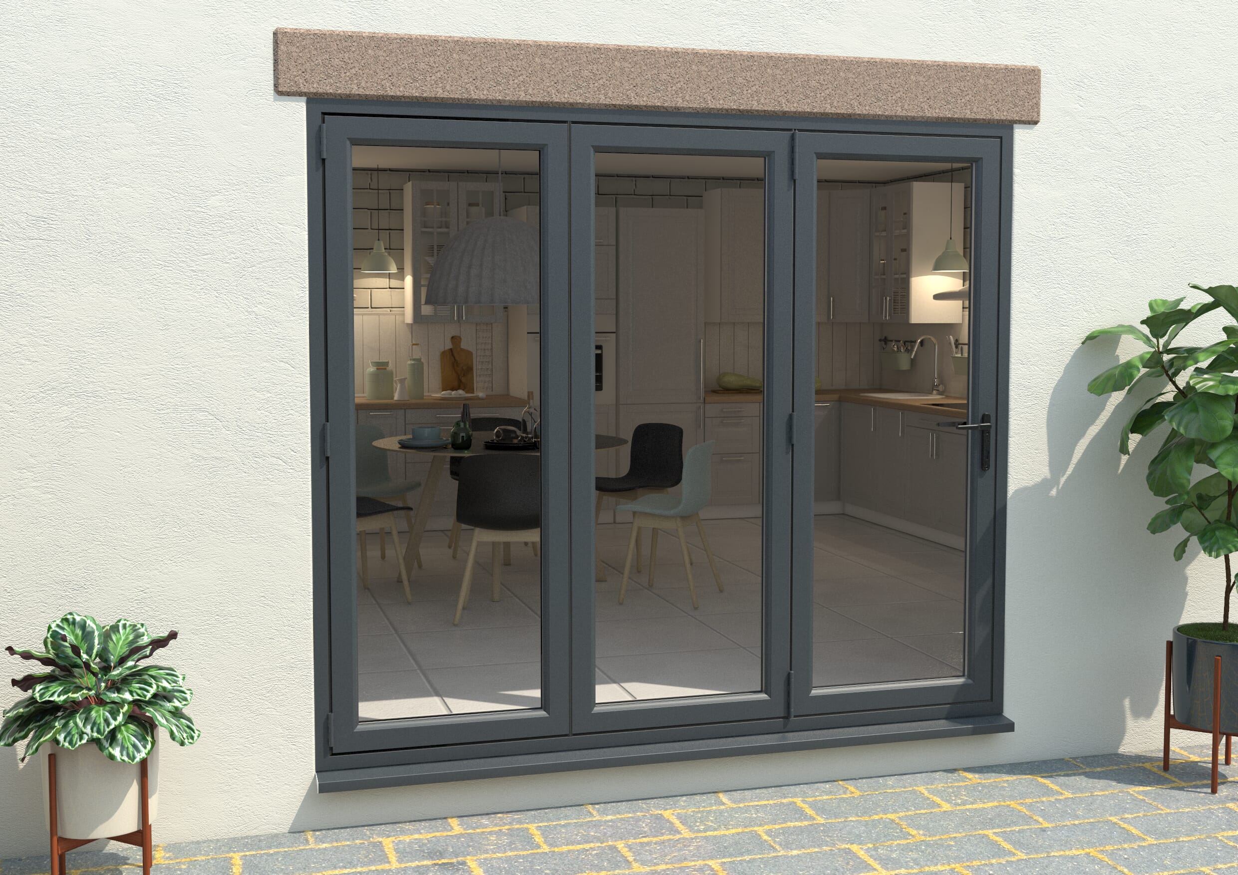 Part Q Grey / White 2400mm Upvc Bi-fold Door Open Out 3l Bifold Doors ...