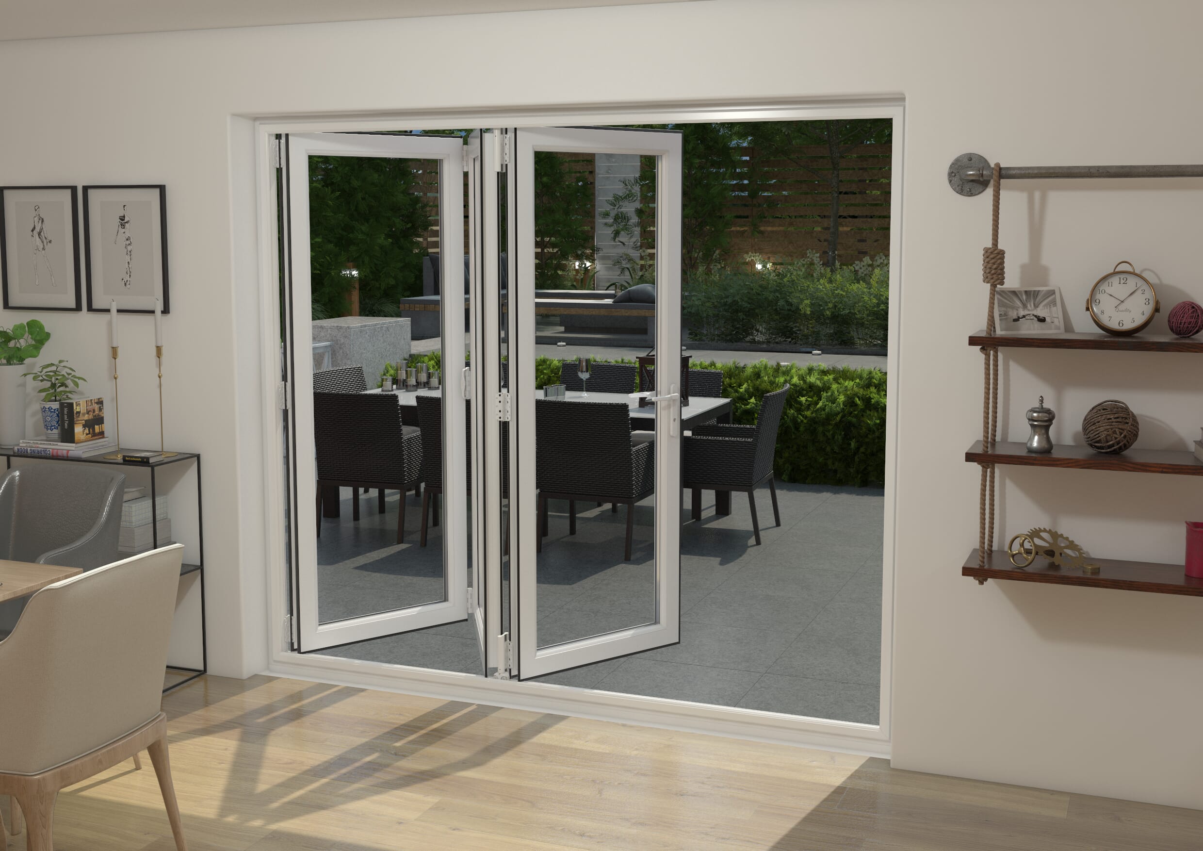 Grey / White 2400mm Upvc Bi-fold Door Open Out 3r Bifold Doors At Climadoor