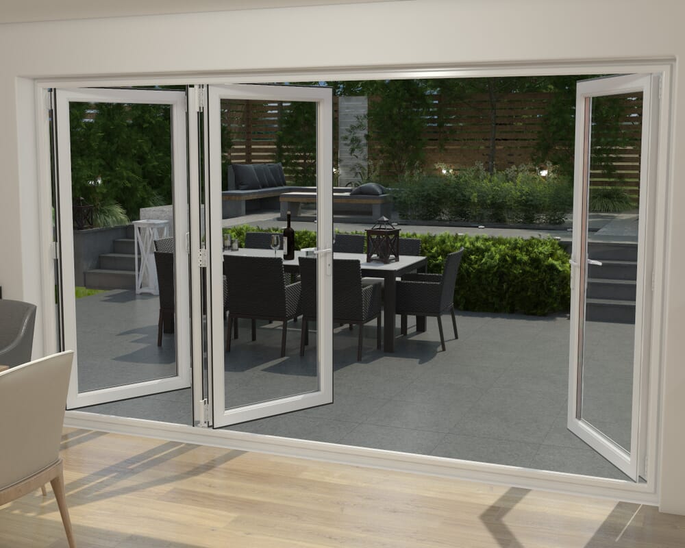 Grey / White 3600mm UPVC Bi-Fold Door OPEN OUT 1L/3R
