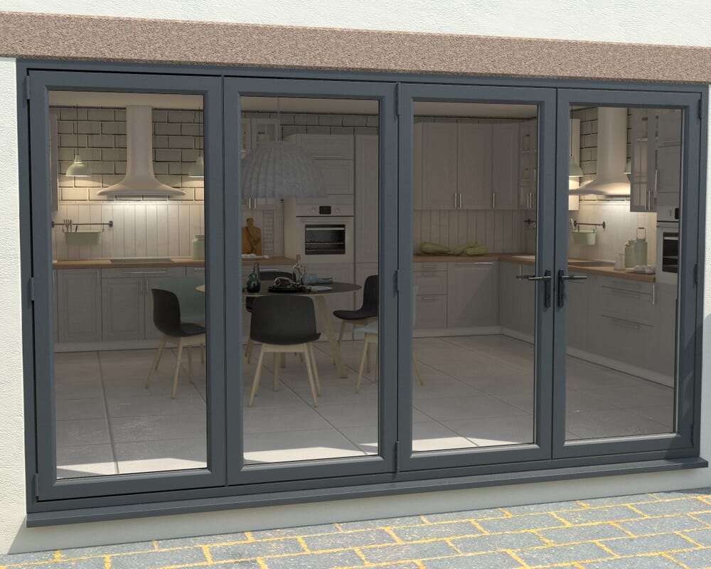 Grey / White 3600mm UPVC Bi-Fold Door OPEN OUT 3L/1R