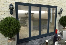 Part Q 3000mm ( 3 + 1 ) Grey Aluminium Bifold Doors - Climadoor Image
