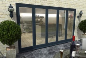 3600mm ( 5 + 0 ) Grey Aluminium Bifold Doors - Climadoor Image
