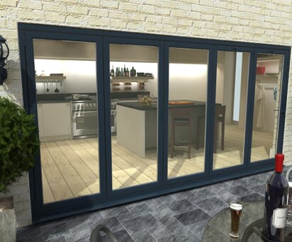 4200mm 14ft 5 Door Grey Aluminium Bi Fold Patio Doors