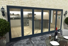 Part Q 4800mm ( 3 + 3 ) Grey Aluminium Bifold Doors - Climadoor Image