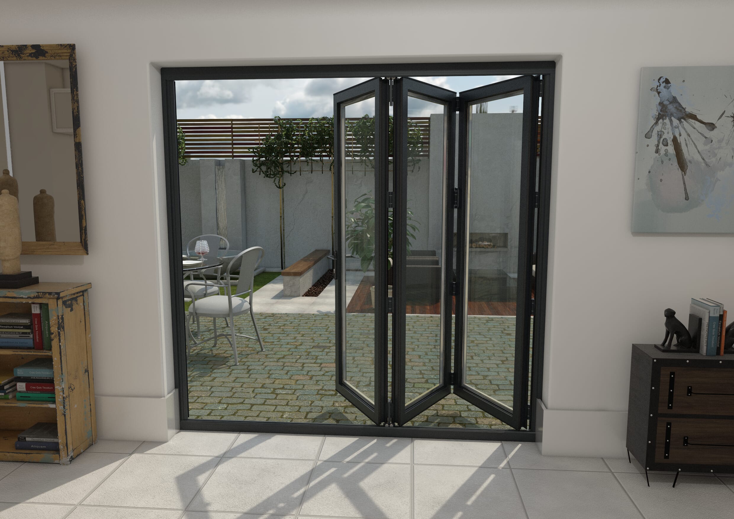 2100mm Grey Aluminium Bifold Doors - 3 Left Aluminium Bifold Door