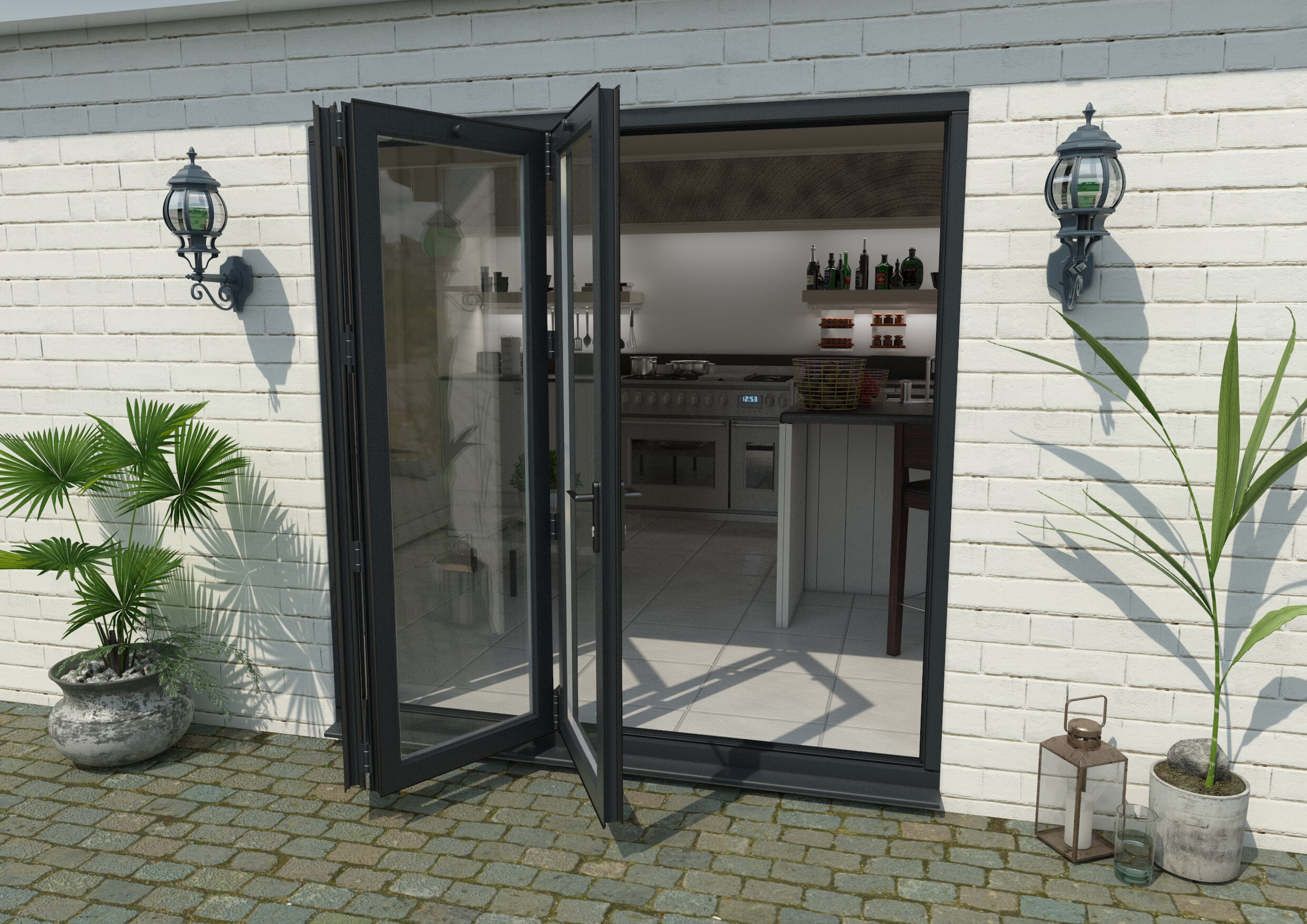 Part Q 2100mm Grey Aluminium Bifold Doors - 3 Left Bifold Doors At ...