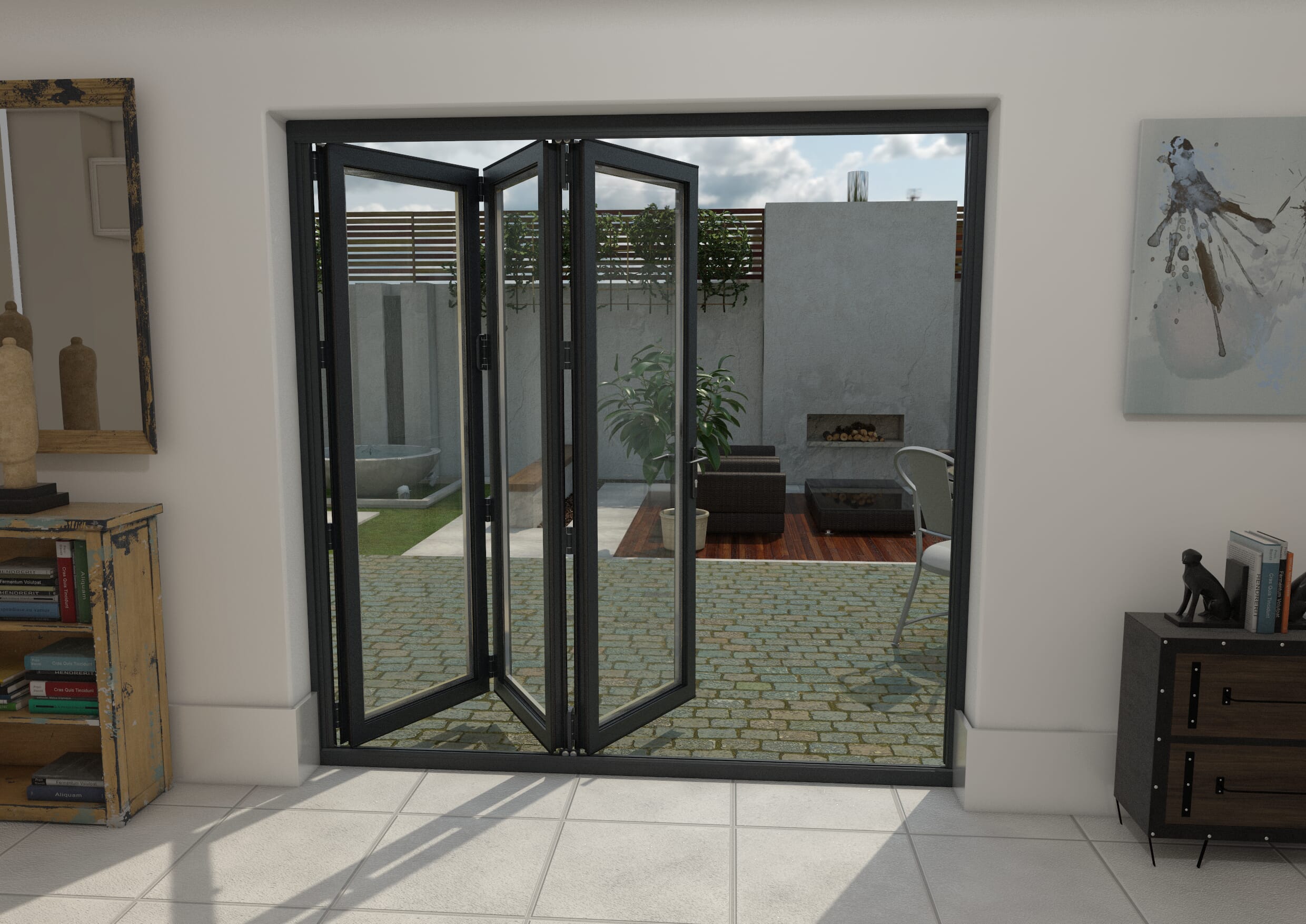 Part Q 2100mm Grey Aluminium Bifold Doors - 3 Right