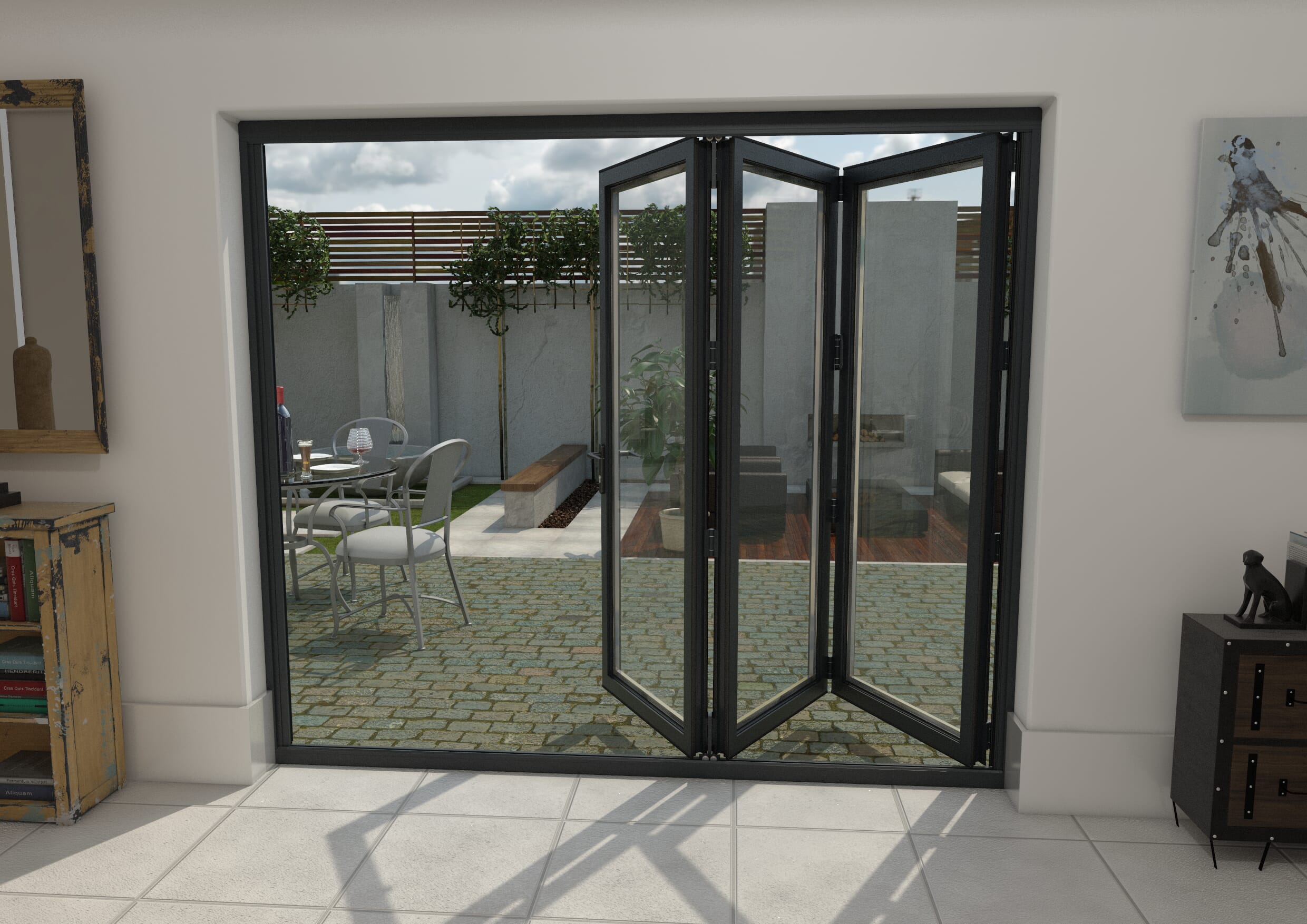 Part Q 2400mm Grey Aluminium Bifold Doors - 3 Left Aluminium Bifold Door