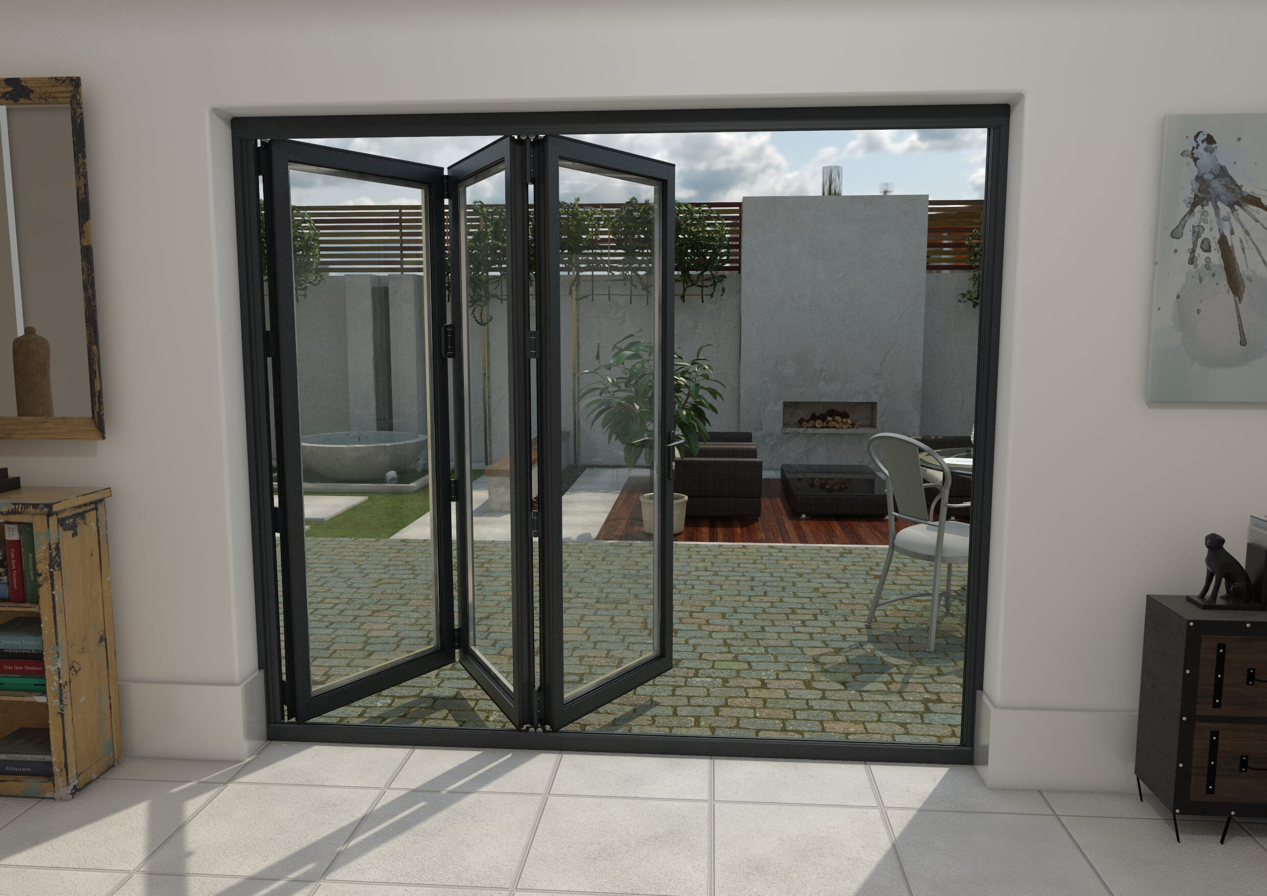 Part Q 2400mm Grey Aluminium Bifold Doors - 3 Right