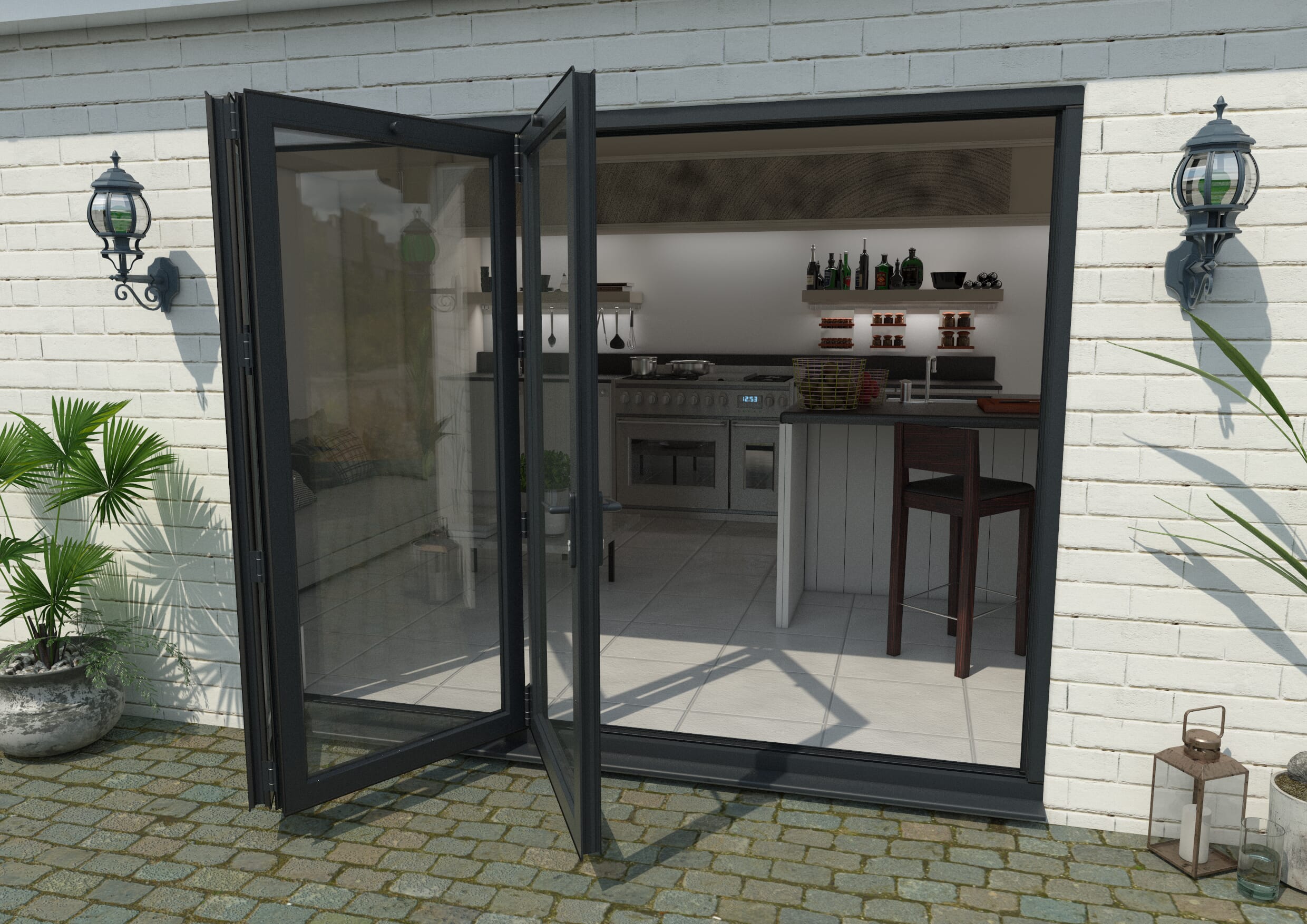 Part Q 2700mm Grey Aluminium Bifold Doors - 3 Left