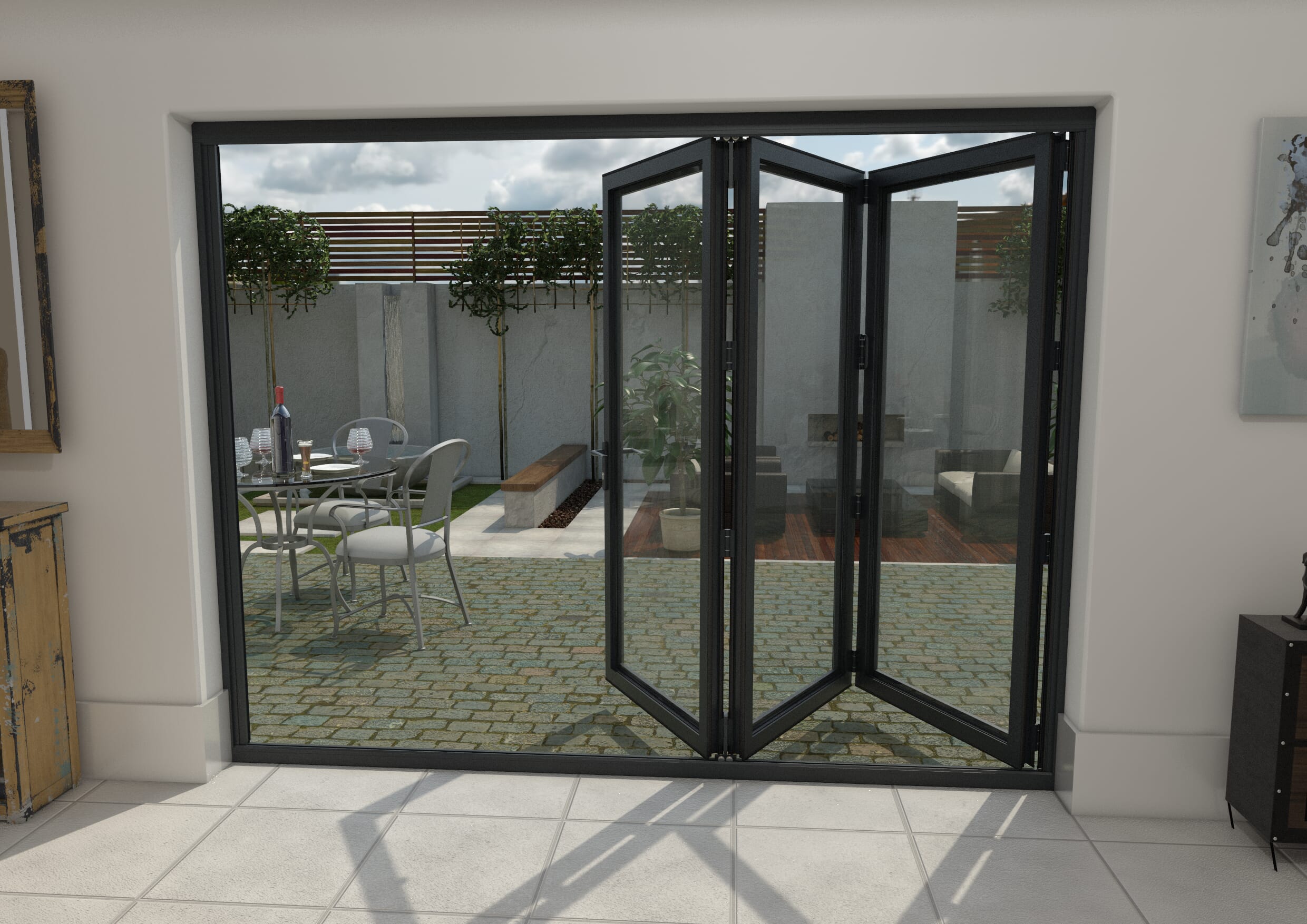 Part Q 2700mm Grey Aluminium Bifold Doors - 3 Left